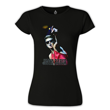 Justin Bieber Siyah Kadın Tshirt