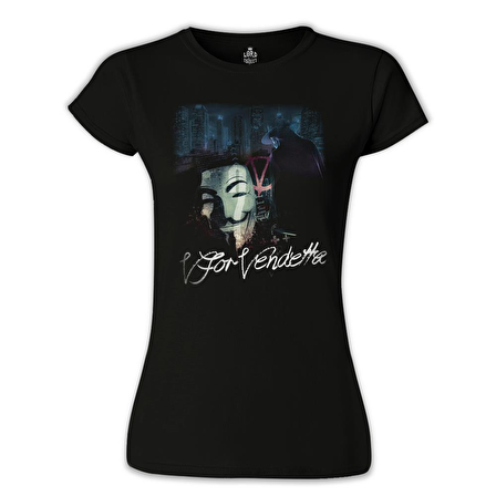 V for Vendetta Siyah Bayan Tshirt