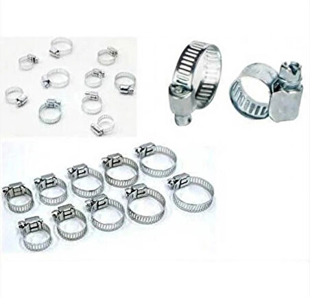Paslanmaz Çelik Boru Metal Kelepçe Ayarlanabilir klips 10 ADET Ayarlı Hortum Kelepçesi 10 Lu Set