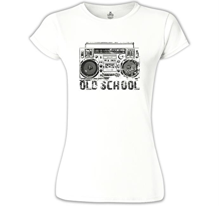 Kaset Çalar - Old School Beyaz Bayan Tshirt