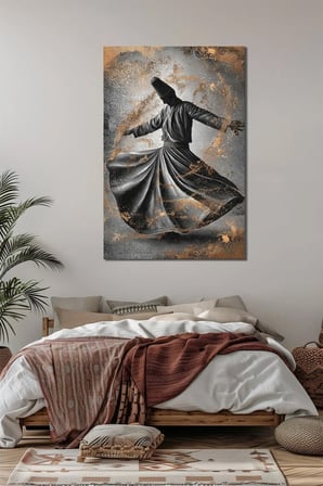Semazen Derviş Baskılı Cam Tablo – Tasavvufi Sanat Modern UV Baskı Dekor