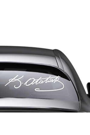Kemal Atatürk Imzası Oto özel yeni sticker Beyaz 25*6,8 Cm MİXGİFTZ