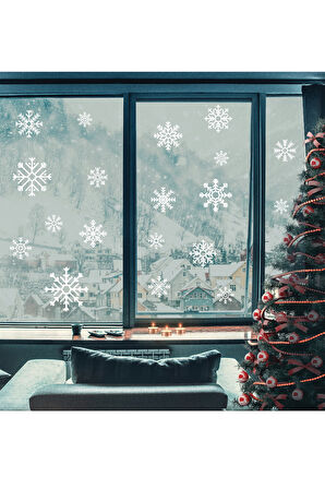 özel yeni Yıl Kış Temalı Kar Taneleri Cam Vitrin Dekoru Yılbaşı özel yeni sticker 50 Adet MİXGİFTZ