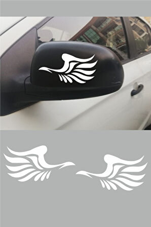 Kanat Yan Ayna Oto özel yeni sticker Beyaz Sağ-Sol 2 Adet 12*6 Cm MİXGİFTZ