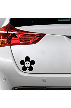 Gülen Papatya Tasarımlı Oto özel yeni sticker Siyah 15*15 Cm MİXGİFTZ