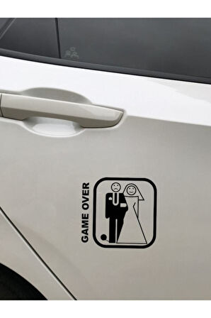 Game Over Evli Çift Oto özel yeni sticker 2 Adet 17*16 Cm MİXGİFTZ