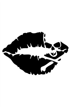 Dudak İçinde Kuru Kafa Oto özel yeni sticker Siyah 30*18 Cm MİXGİFTZ