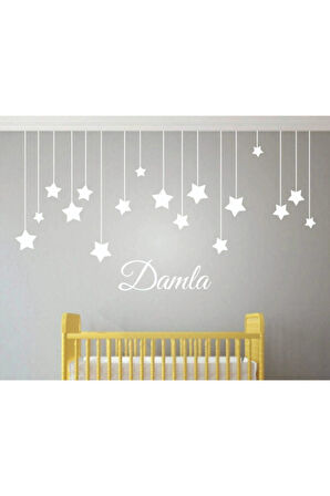 Bebek Odası Çocuk Odası özel sticker Kişiye Özel Isimli Yıldız özel yeni sticker Beyaz MİXGİFTZ