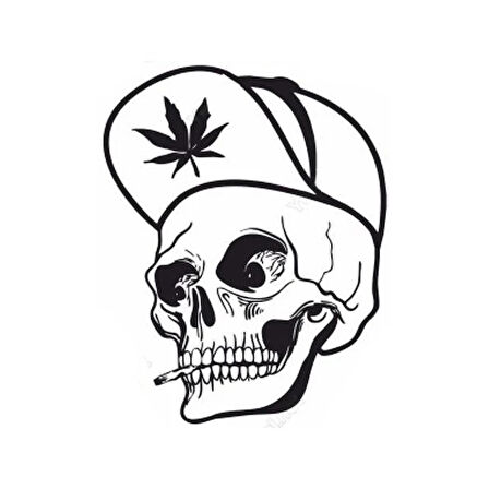 Şapkalı Kurukafa Duvar Dekor Sticker 45 X 45 Cm MİXGİFTZ