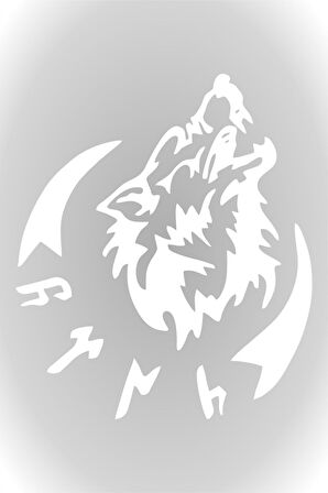 Göktürkçe Türk Kurt Oto Cam özel yeni sticker 30 Cm Beyaz MİXGİFTZ