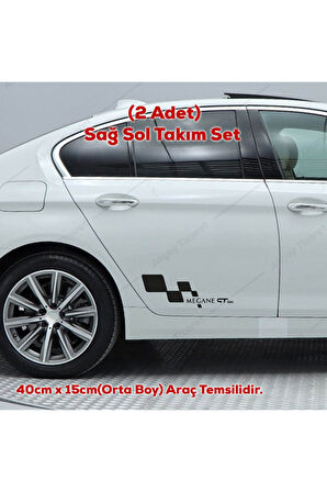 Renault Megane Gt Line Kapı Altı Sag Sol Takım Set Oto özel yeni sticker Siyah 40*15 Cm MİXGİFTZ