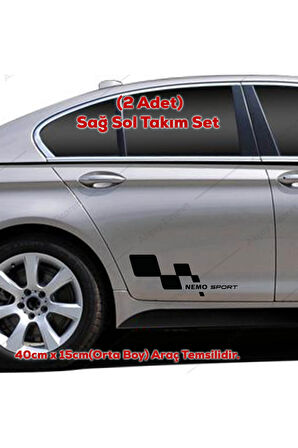 Citroen Nemo İçin özel uyumlu Kapı Altı Oto özel yeni sticker Set Siyah Sağ-Sol 40*15 Cm MİXGİFTZ