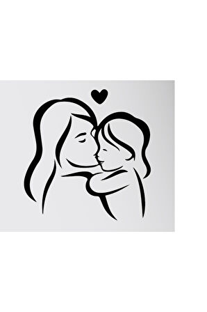 Anneler Gününe Özel Anne Ve Bebek Duvar özel yeni sticker Siyah MİXGİFTZ