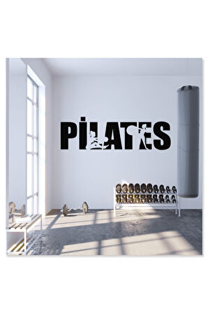 Pilates Spor Dekoratif Duvar özel yeni sticker Siyah 105X40 cm MİXGİFTZ