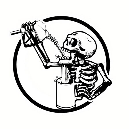 Mazot İçen İskelet Depo Kapağı Sticker 13 X 12,5 Cm MİXGİFTZ