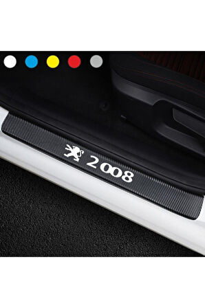 Peugeot 2008 İçin uyumluAksesuar Oto Kapı Eşiği özel yeni sticker Karbon 4 Adet MİXGİFTZ