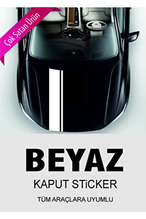 Universal Oto Kaput Şerit özel yeni sticker Beyaz 65*15 Cm MİXGİFTZ
