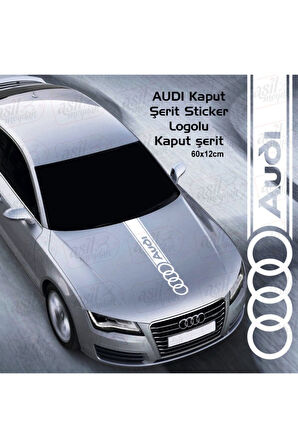 Audi İçin özel yeni uyumlu Aksesuar Oto Kaput Şerit özel yeni sticker Beyaz 60*12 Cm MİXGİFTZ