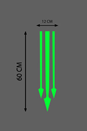 Oto Kaput özel yeni sticker Ok Ucu 3'Lü Yeşil 12*60 Cm MİXGİFTZ