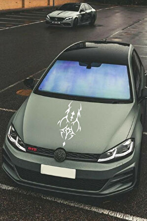 Oto Kaput Şerit özel yeni sticker Dövme Tasarımlı Beyaz 25*60 Cm MİXGİFTZ