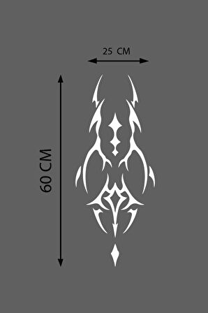 Oto Kaput Şerit özel yeni sticker Dövme Tasarımlı Beyaz 25*60 Cm MİXGİFTZ