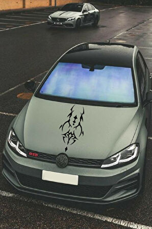 Oto Kaput Şerit özel yeni sticker Dövme Tasarımlı Siyah 25*60 Cm MİXGİFTZ