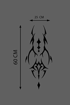 Oto Kaput Şerit özel yeni sticker Dövme Tasarımlı Siyah 25*60 Cm MİXGİFTZ
