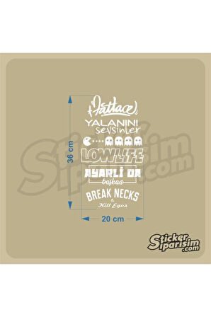 Oto Arka Cam özel yeni sticker Model 27 Beyaz 20*35 Cm MİXGİFTZ