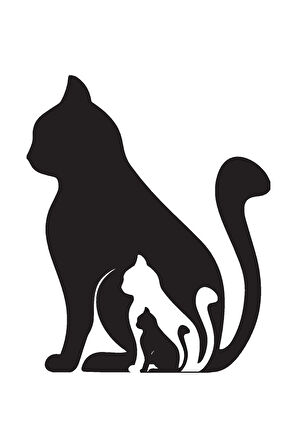 Kedi Ailesi Sticker 10 X 12 Cm MİXGİFTZ