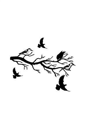 Dala Konmuş Kuşlar Sticker 10 X 8 Cm MİXGİFTZ