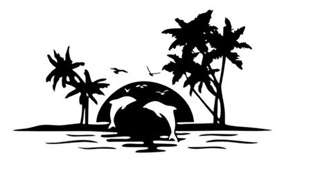 Palmiye Ve Yunuslar Sticker 20 X 10 Cm MİXGİFTZ