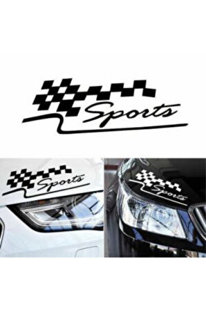 Sports Far Üstü Veya Kaporta özel yeni sticker Sağ-Sol Siyah 2 Adet 30*10 Cm MİXGİFTZ
