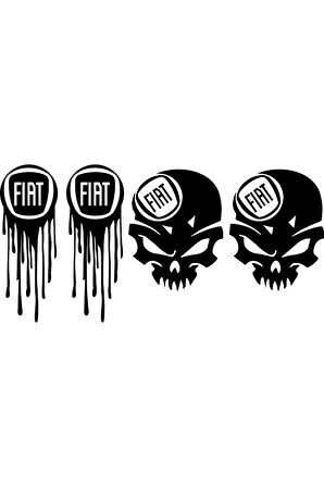 Fiat Kanlı Kuru Kafa özel yeni sticker Paketi 4 Adet Siyah 7*15 Cm MİXGİFTZ