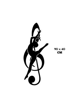 Sol Anahtarı Ve Dansçı Müzisyen Kız Duvar sticker Yapıştırma (SUDAN VE NEMDEN ETKİLENMEZ) MİXGİFTZ
