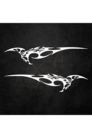 Özel Tasarım Alevli Rüzgar Sağ Sol Takım Oto özel yeni sticker Beyaz 100*20 Cm MİXGİFTZ