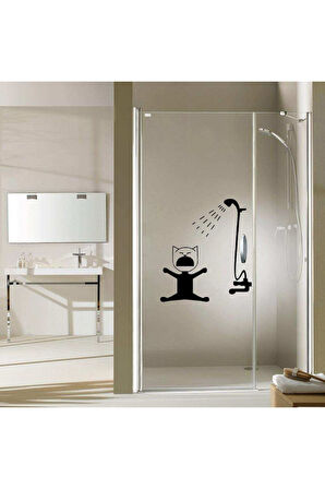 Duştan Korkan Kedicik Silüetli Dekoratif Banyo Duşakabin özel yeni sticker, Etiket MİXGİFTZ