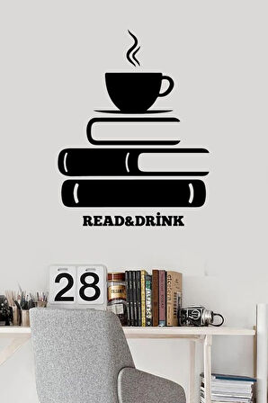 Kahve Ve Kitap Köşesi Duvar özel yeni sticker Yapıştırma (SUDAN VE NEMDEN ETKİLENMEZ) MİXGİFTZ