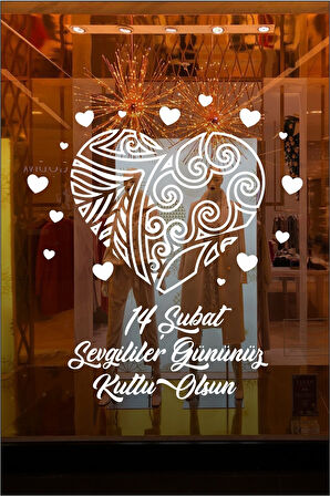 14 Şubat Sevgililer Günü Mağaza Vitrin Cam Kapı Duvar özel yeni sticker Süsleme MİXGİFTZ