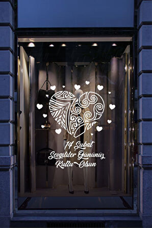 14 Şubat Sevgililer Günü Mağaza Vitrin Cam Kapı Duvar özel yeni sticker Süsleme MİXGİFTZ