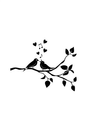 Şarkı Söyleyen Kuşlar Oto özel yeni sticker Siyah 25 x 17 cm MİXGİFTZ