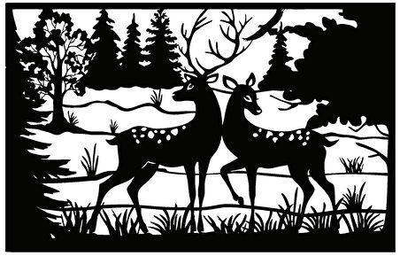 Ceylanlar Ve Orman Temalı Duvar Dekor Sticker 40 X 24 Cm MİXGİFTZ