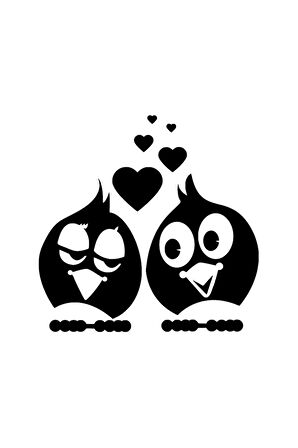 Aşık Kuş Çift Oto özel yeni sticker Siyah 30 x 30 cm MİXGİFTZ