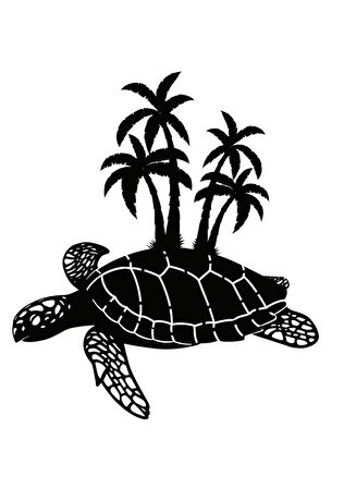 Kaplumbağa Ve Palmiyeler Oto özel yeni sticker 25 x 27 Cm MİXGİFTZ