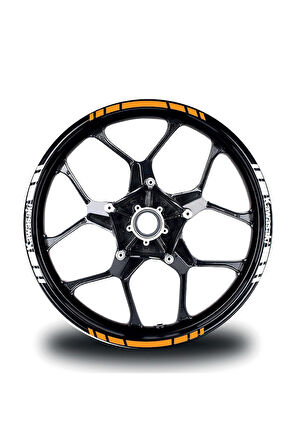 mixgiftzKawasakı Yazılı Kısa Yazısız Kısa Dış Şerit 16'lı Çift Renk Jant Sticker Modeli