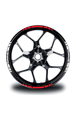 mixgiftzKawasakı Yazılı Kısa Yazısız Kısa Dış Şerit 16'lı Çift Renk Jant Sticker Modeli