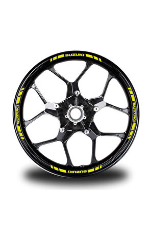 mixgiftzSuzukı Yazılı Kısa Dış Şerit 16'lı Tek Renk Jant Sticker Modeli