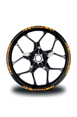 mixgiftzKawasakı Yazılı Kısa Dış Şerit 16'lı Tek Renk Jant Sticker Modeli