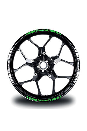 mixgiftzKawasakı Yazılı Kısa Dış Şerit 16'lı Çift Renk Jant Sticker Modeli