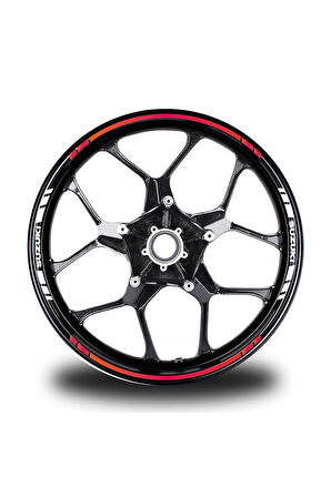 mixgiftzSuzukı Yazılı Kısa Yazısız Uzun Dış Şerit 16'lı Çift Renk Jant Sticker Modeli