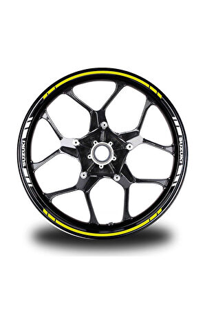 mixgiftzSuzukı Yazılı Kısa Yazısız Uzun Dış Şerit 16'lı Çift Renk Jant Sticker Modeli